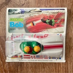 NIB Lehmann Bob Nr. 925 1970’s White Bobsled Bobsleigh Bob Sled Red Stripes Toy